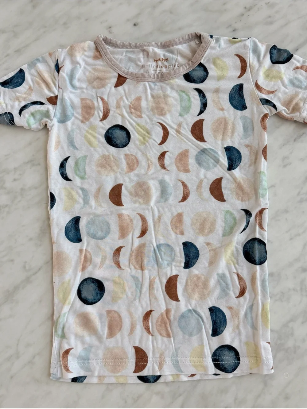 Little Sleepies White Pajama Set with Multicolor Moon Print